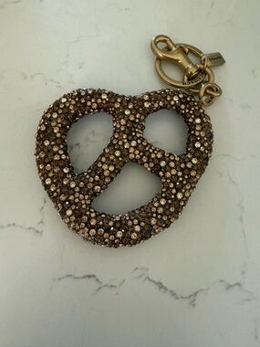 Coach Gold-Tone Crystal Embellished Pretzel Keychain